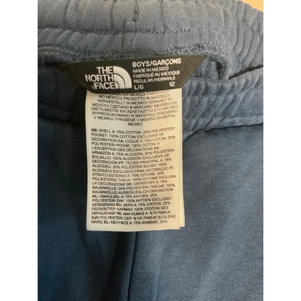 The North Face Sweat Shorts Boys Large 12 Blue Excellent Fleece Logo Pockets